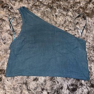 Kendal and Kylie Blue One shoulder Cropped Tank